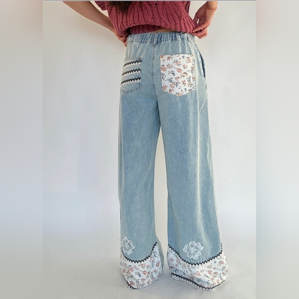 POL Alexa Floral Denim Pants size Small - Picture 3 of 11